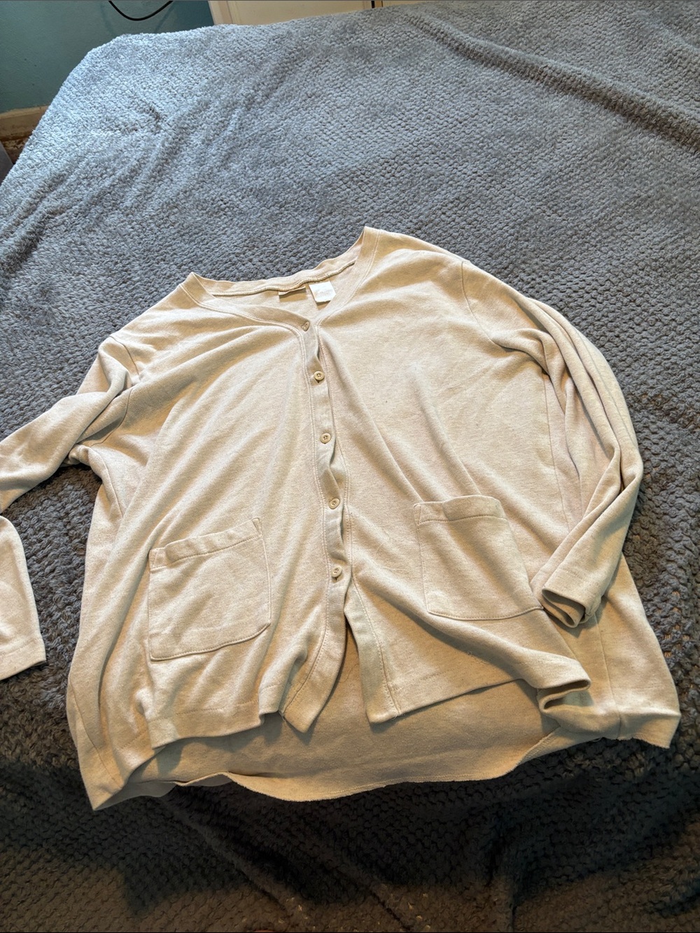 Womens size XL Light Beige Button-Front Cardigan